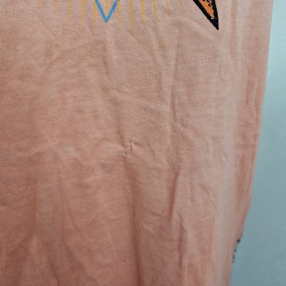Black Label Affliction Women's Small White Orange Ombre Rhinestone Dagger Shirt - Picture 4 of 9
